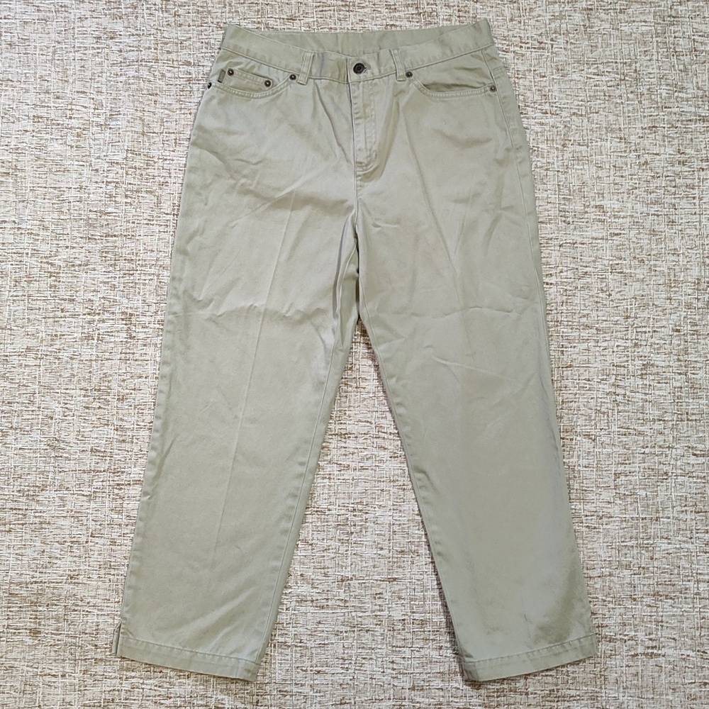 Lauren Jeans Co Tan Beige Khaki  Pants Size 8P Petite 100% Cotton Natural Fibers
